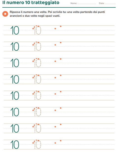 Anteprima della scheda di Numeri tratteggiati per Scuola dell'infanzia (5-7 anni)