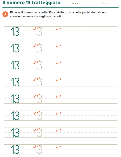 Anteprima della scheda di Numeri tratteggiati per Scuola dell'infanzia (5-7 anni)