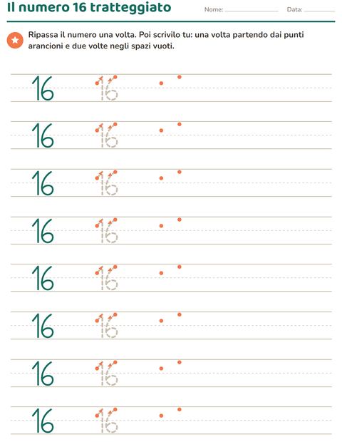 Anteprima della scheda di Numeri tratteggiati per Scuola dell'infanzia (5-7 anni)