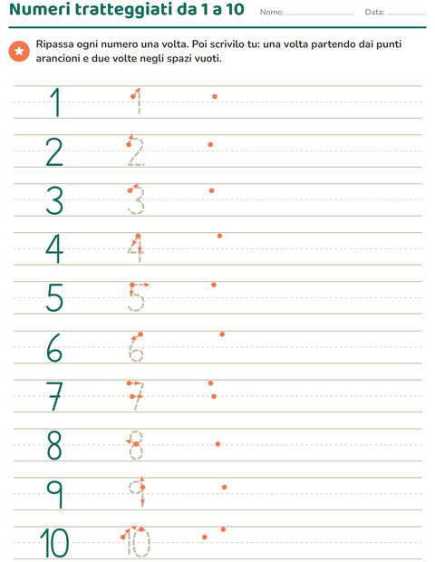 Anteprima della scheda di Numeri tratteggiati per Scuola dell'infanzia (5-7 anni)