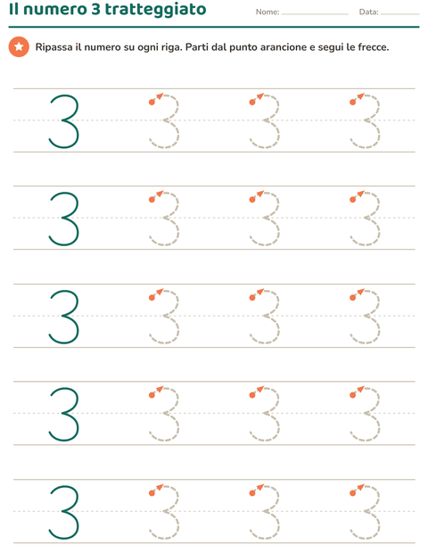 Anteprima della scheda di Numeri tratteggiati per Scuola dell'infanzia (5-7 anni)