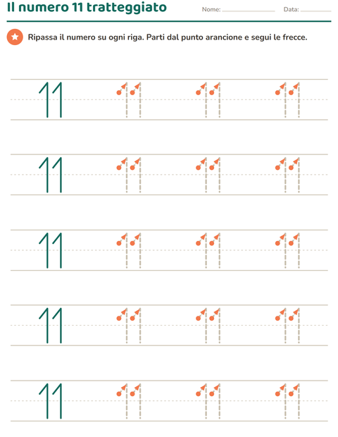 Anteprima della scheda di Numeri tratteggiati per Scuola dell'infanzia (5-7 anni)
