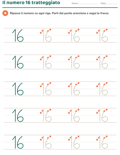 Anteprima della scheda di Numeri tratteggiati per Scuola dell'infanzia (5-7 anni)