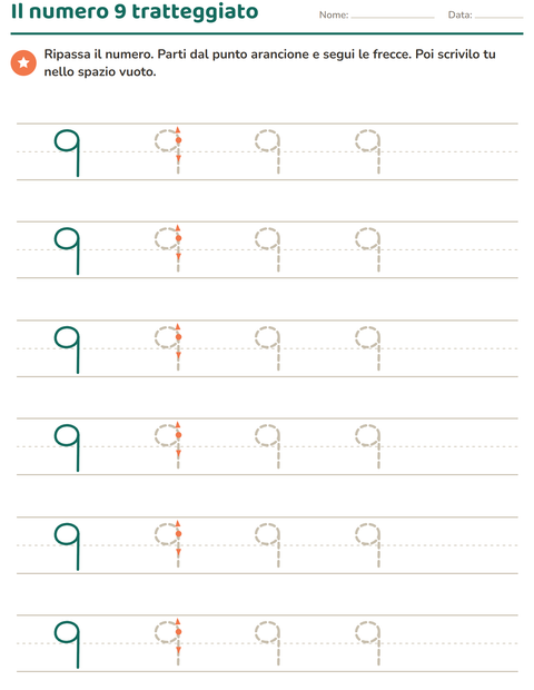 Anteprima della scheda di Numeri tratteggiati per Scuola dell'infanzia (5-7 anni)
