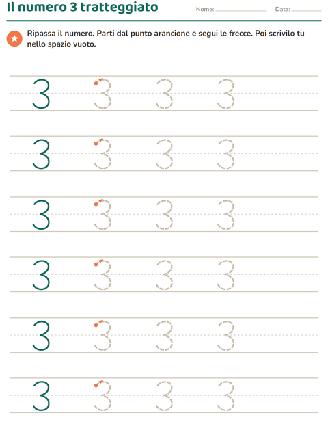 Anteprima della scheda di Numeri tratteggiati per Scuola dell'infanzia (5-7 anni)