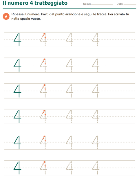 Anteprima della scheda di Numeri tratteggiati per Scuola dell'infanzia (5-7 anni)