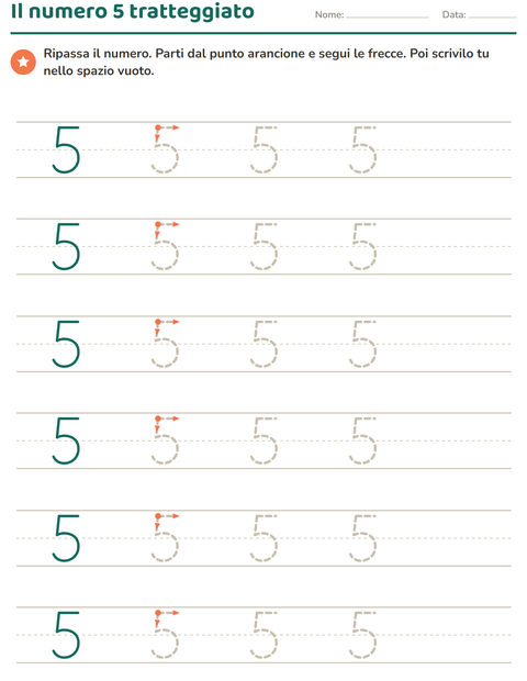 Anteprima della scheda di Numeri tratteggiati per Scuola dell'infanzia (5-7 anni)