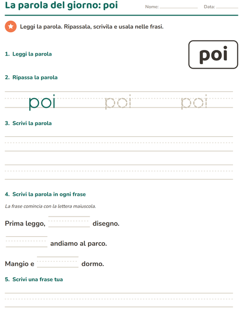 Anteprima della scheda di Parole frequenti per Scuola dell'infanzia (5-7 anni)