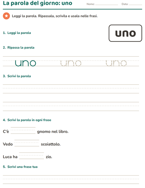 Anteprima della scheda di Parole frequenti per Scuola dell'infanzia (5-7 anni)