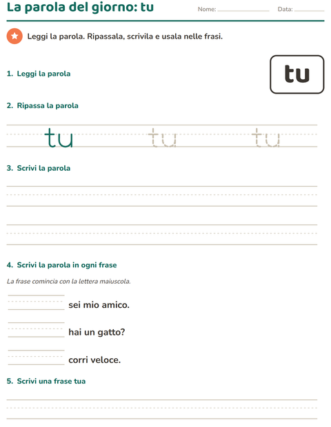 Anteprima della scheda di Parole frequenti per Scuola dell'infanzia (5-7 anni)