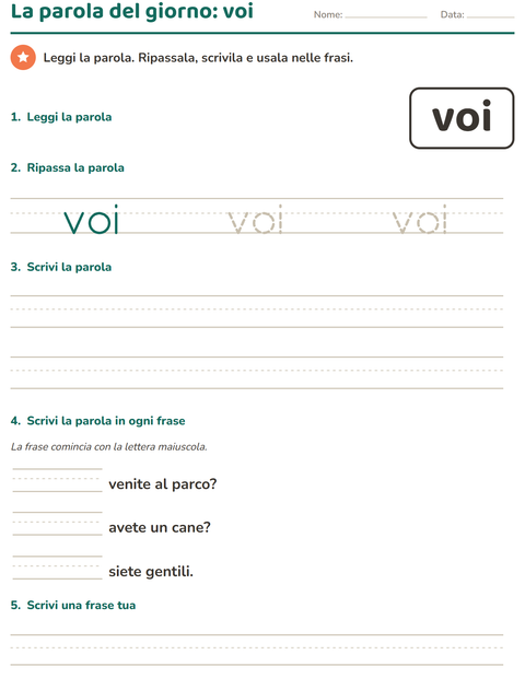 Anteprima della scheda di Parole frequenti per Scuola dell'infanzia (5-7 anni)