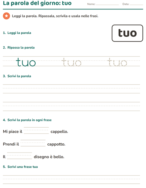 Anteprima della scheda di Parole frequenti per Scuola dell'infanzia (5-7 anni)