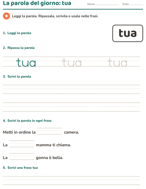 Anteprima della scheda di Parole frequenti per Scuola dell'infanzia (5-7 anni)