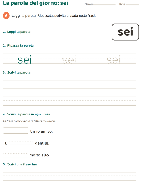 Anteprima della scheda di Parole frequenti per Scuola dell'infanzia (5-7 anni)