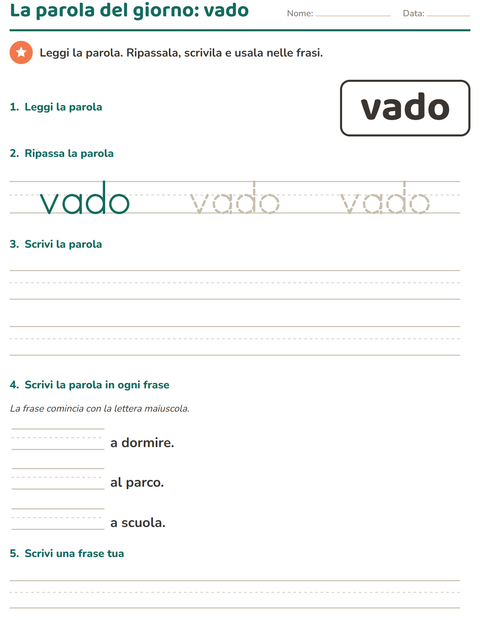 Anteprima della scheda di Parole frequenti per Scuola dell'infanzia (5-7 anni)
