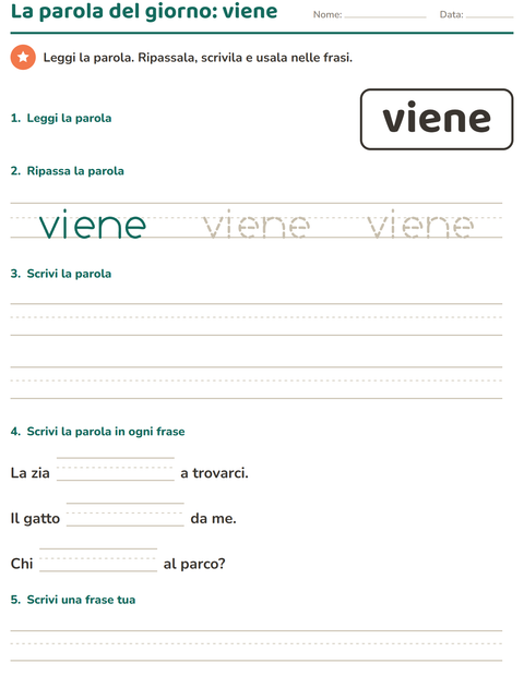 Anteprima della scheda di Parole frequenti per Scuola dell'infanzia (5-7 anni)