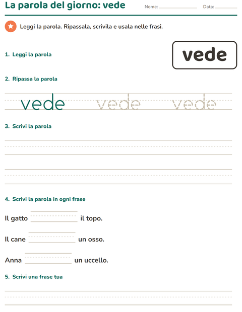 Anteprima della scheda di Parole frequenti per Scuola dell'infanzia (5-7 anni)