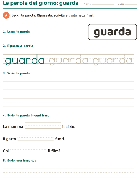 Anteprima della scheda di Parole frequenti per Scuola dell'infanzia (5-7 anni)