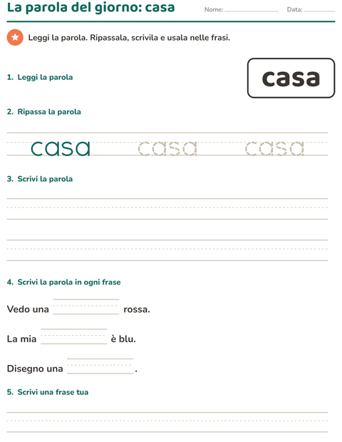 Anteprima della scheda di Parole frequenti per Scuola dell'infanzia (5-7 anni)