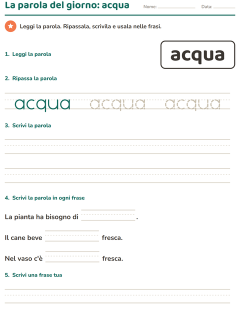 Anteprima della scheda di Parole frequenti per Scuola dell'infanzia (5-7 anni)
