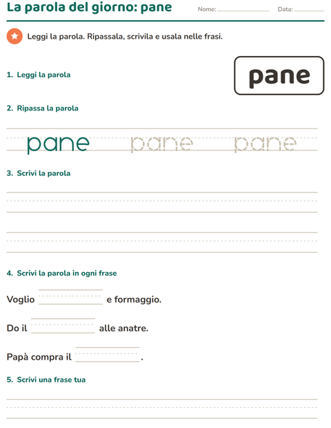 Anteprima della scheda di Parole frequenti per Scuola dell'infanzia (5-7 anni)