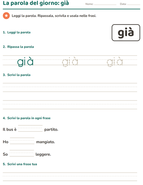 Anteprima della scheda di Parole frequenti per Scuola dell'infanzia (5-7 anni)