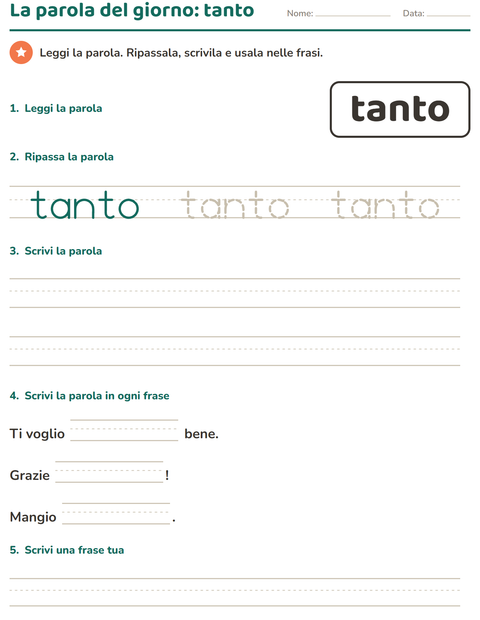 Anteprima della scheda di Parole frequenti per Scuola dell'infanzia (5-7 anni)