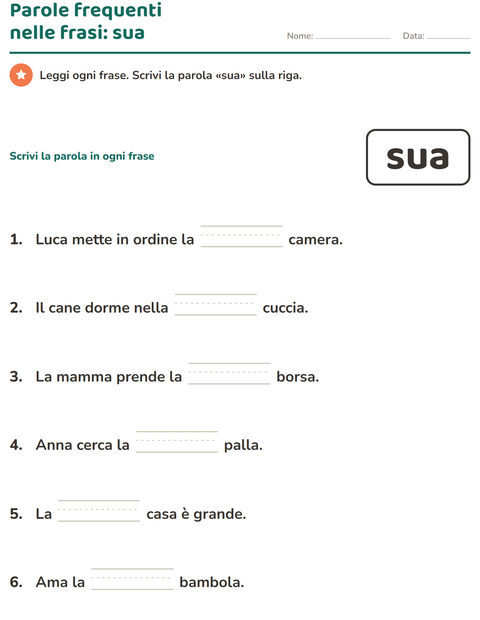 Anteprima della scheda di Parole frequenti per Scuola dell'infanzia (5-7 anni)