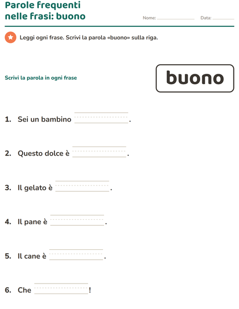 Anteprima della scheda di Parole frequenti per Scuola dell'infanzia (5-7 anni)