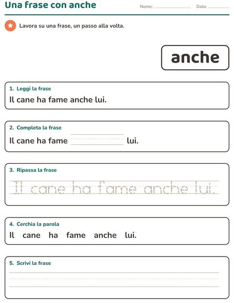 Anteprima della scheda di Parole frequenti per Scuola dell'infanzia (5-7 anni)