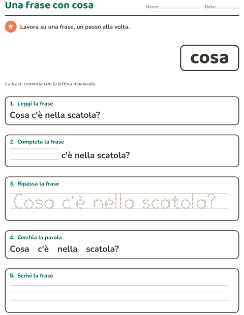 Anteprima della scheda di Parole frequenti per Scuola dell'infanzia (5-7 anni)