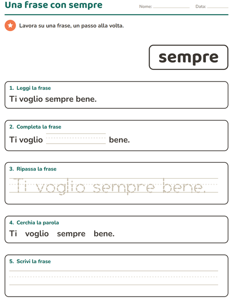 Anteprima della scheda di Parole frequenti per Scuola dell'infanzia (5-7 anni)