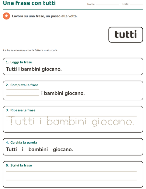 Anteprima della scheda di Parole frequenti per Scuola dell'infanzia (5-7 anni)