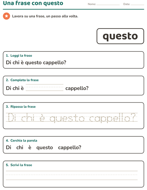 Anteprima della scheda di Parole frequenti per Scuola dell'infanzia (5-7 anni)