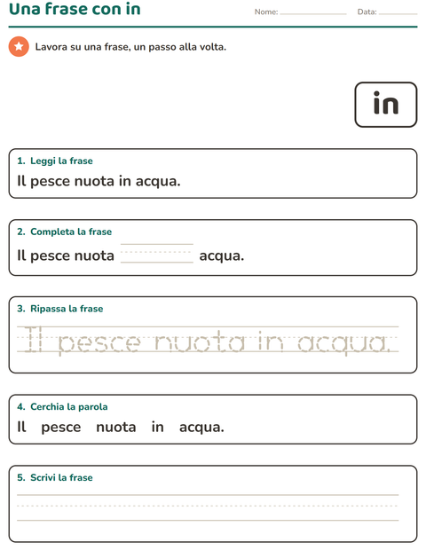 Anteprima della scheda di Parole frequenti per Scuola dell'infanzia (5-7 anni)