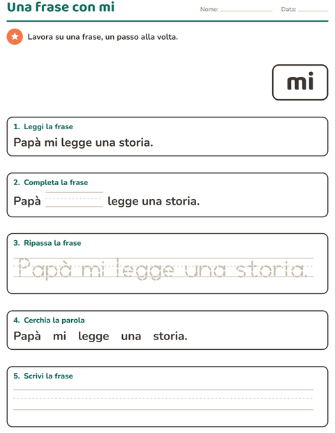Anteprima della scheda di Parole frequenti per Scuola dell'infanzia (5-7 anni)