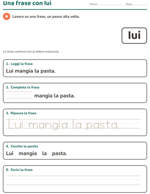 Anteprima della scheda di Parole frequenti per Scuola dell'infanzia (5-7 anni)