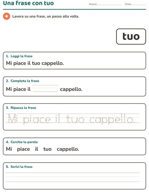 Anteprima della scheda di Parole frequenti per Scuola dell'infanzia (5-7 anni)