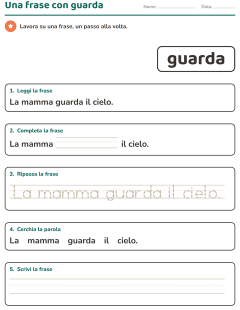 Anteprima della scheda di Parole frequenti per Scuola dell'infanzia (5-7 anni)