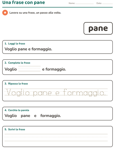 Anteprima della scheda di Parole frequenti per Scuola dell'infanzia (5-7 anni)