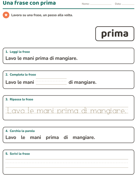 Anteprima della scheda di Parole frequenti per Scuola dell'infanzia (5-7 anni)