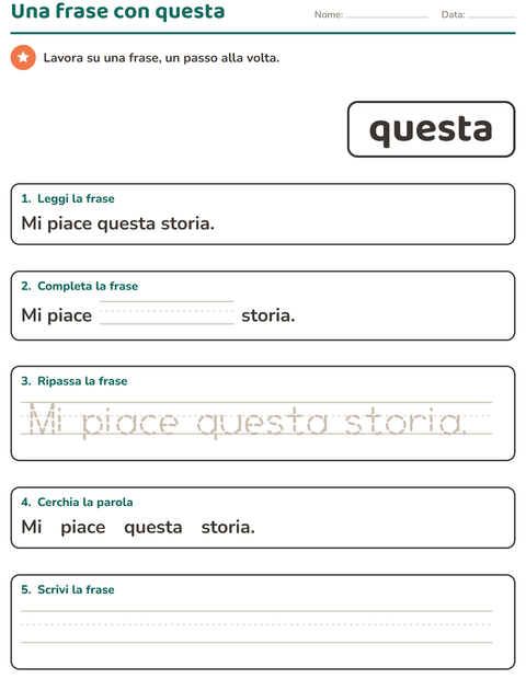 Anteprima della scheda di Parole frequenti per Scuola dell'infanzia (5-7 anni)