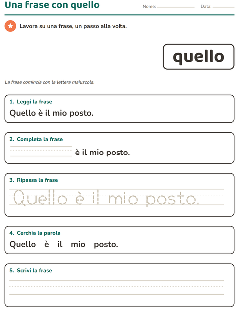 Anteprima della scheda di Parole frequenti per Scuola dell'infanzia (5-7 anni)