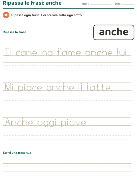 Anteprima della scheda di Parole frequenti per Scuola dell'infanzia (5-7 anni)