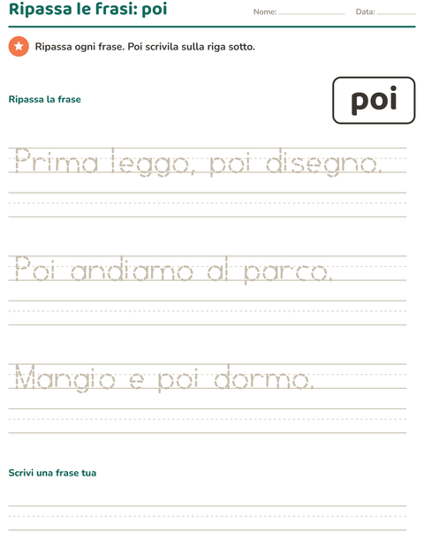 Anteprima della scheda di Parole frequenti per Scuola dell'infanzia (5-7 anni)