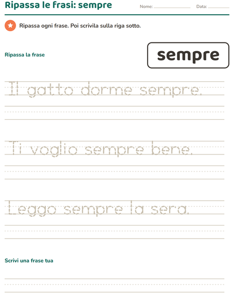 Anteprima della scheda di Parole frequenti per Scuola dell'infanzia (5-7 anni)