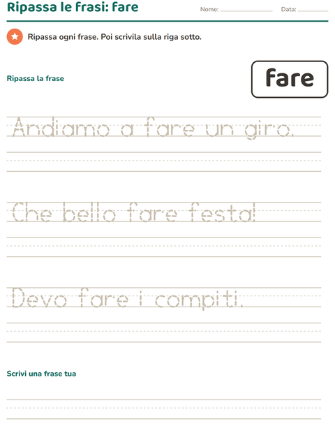 Anteprima della scheda di Parole frequenti per Scuola dell'infanzia (5-7 anni)