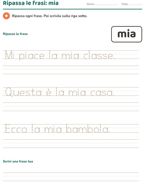 Anteprima della scheda di Parole frequenti per Scuola dell'infanzia (5-7 anni)