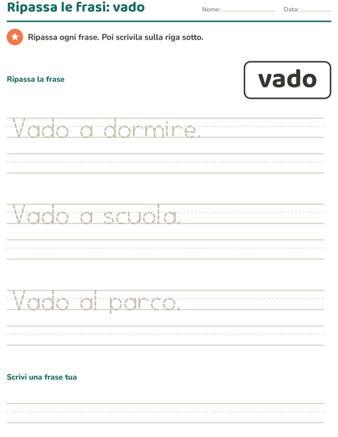 Anteprima della scheda di Parole frequenti per Scuola dell'infanzia (5-7 anni)