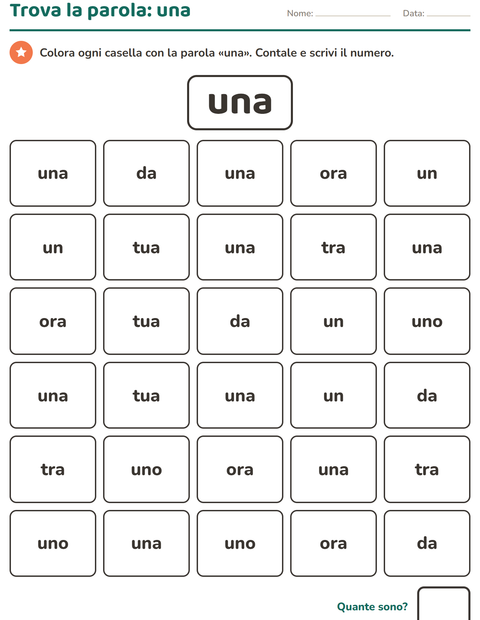 Anteprima della scheda di Parole frequenti per Scuola dell'infanzia (5-7 anni)